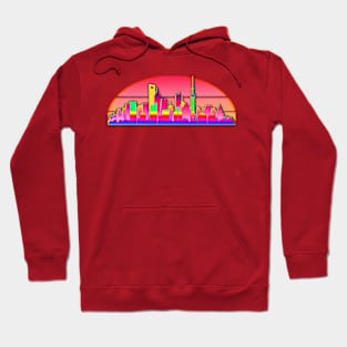 Extra Vibrant Retro City, Sunset Metropolis Design Hoodie